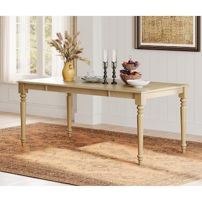 Farmhouse Dining Table for 6-8, Rubber Wood Dinner Tables for Kitchen - 70 Inch