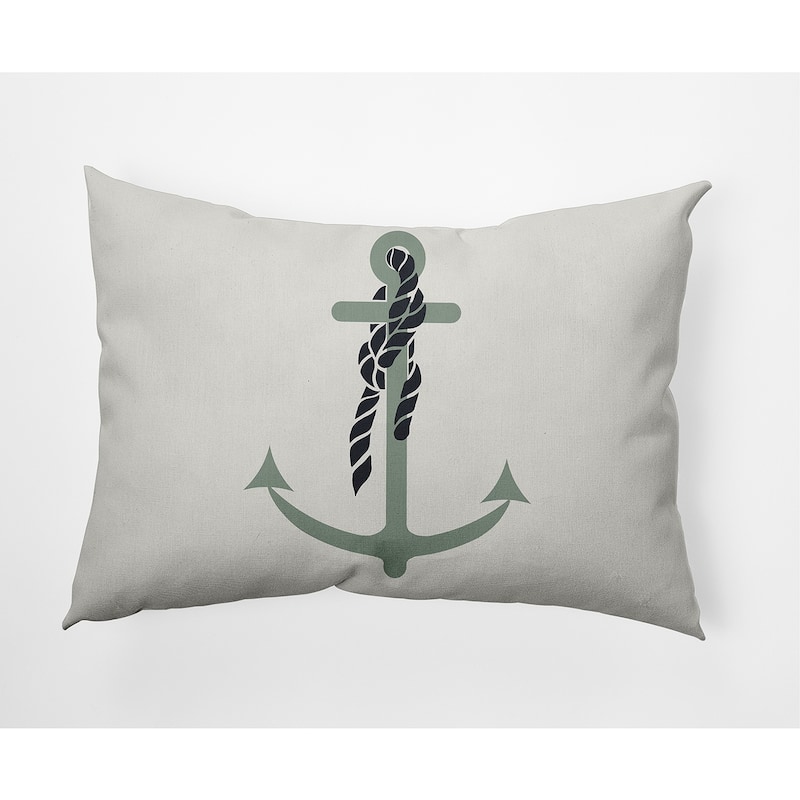 Anchor and Rope Nautical Decorative Indoor Pillow - Sage - 14" x 20"