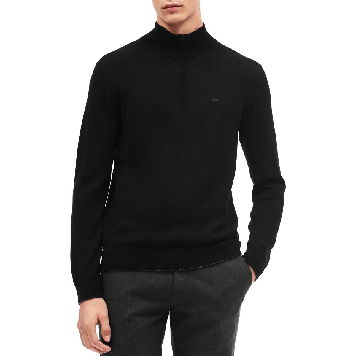 mens mock neck merino wool sweater