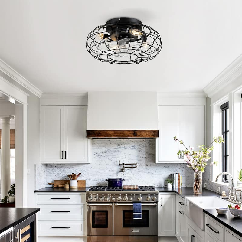 Mounting Type Solid Wood Ceiling Fan With Light Kit Dimmable LED