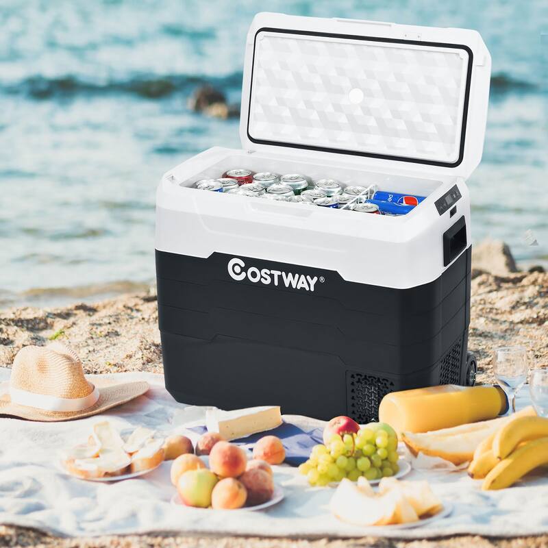 Costway 53 QT Portable Car Refrigerator Dual-Zone Car Cooler for RVs - See details