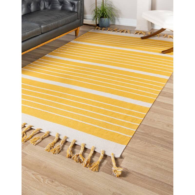 Contemporary Dario Collection Area Rug - Gold-White - 8'x10'