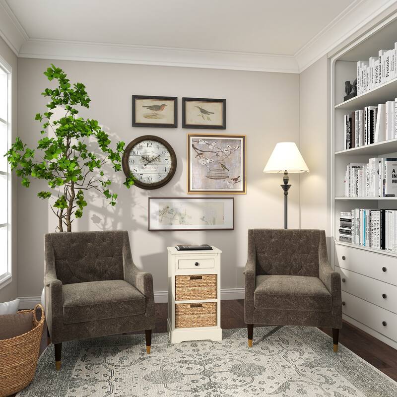 Cream, Teal, White or Brown Wood 2 Baskets and 1 Drawer Storage Unit - 16 x 13 x 28