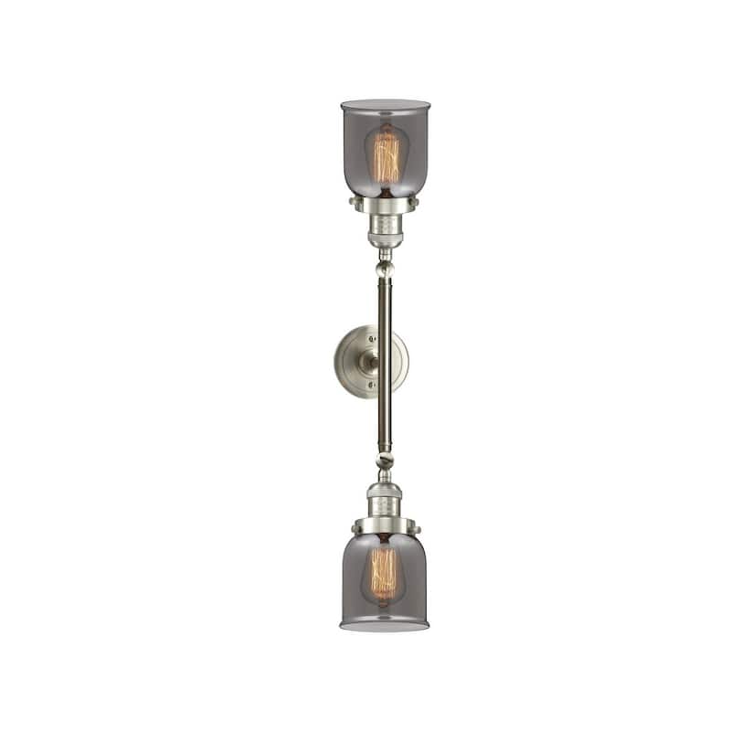 Innovations Lighting Small Bell 2 Light 23" Wide Bathroom Vanity Light - Brushed Satin Nickel / Plated Smoked