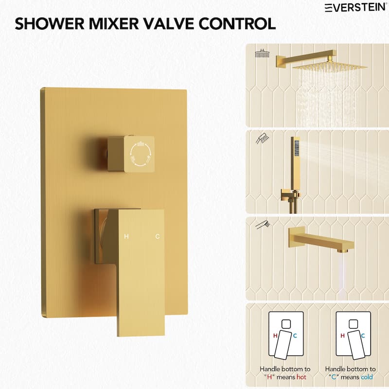 Wall Mounted Shower System Bathtub Facuet Set, High-Pressure 10" Rain Shower Head with Handheld