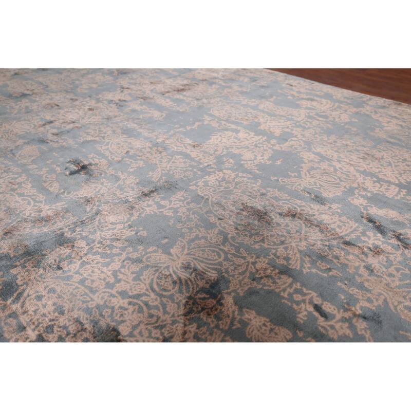 Abstract Indian Area Rug Handmade Contemporary Wool Carpet - 6'1"x 9'1"