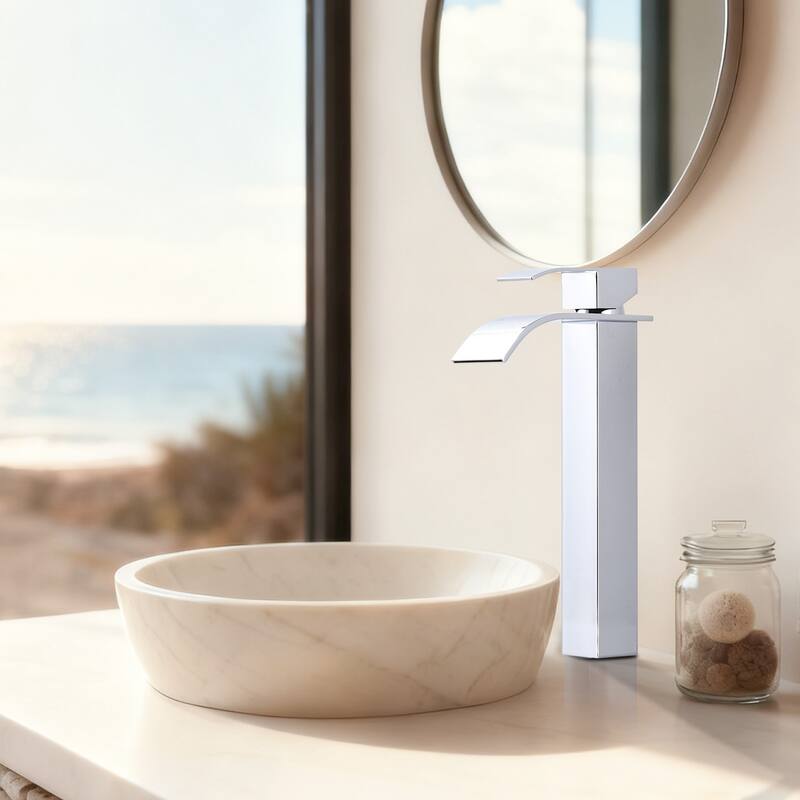 WOWOW Single Handle Single Hole Waterfall Bathroom Vessel Faucet