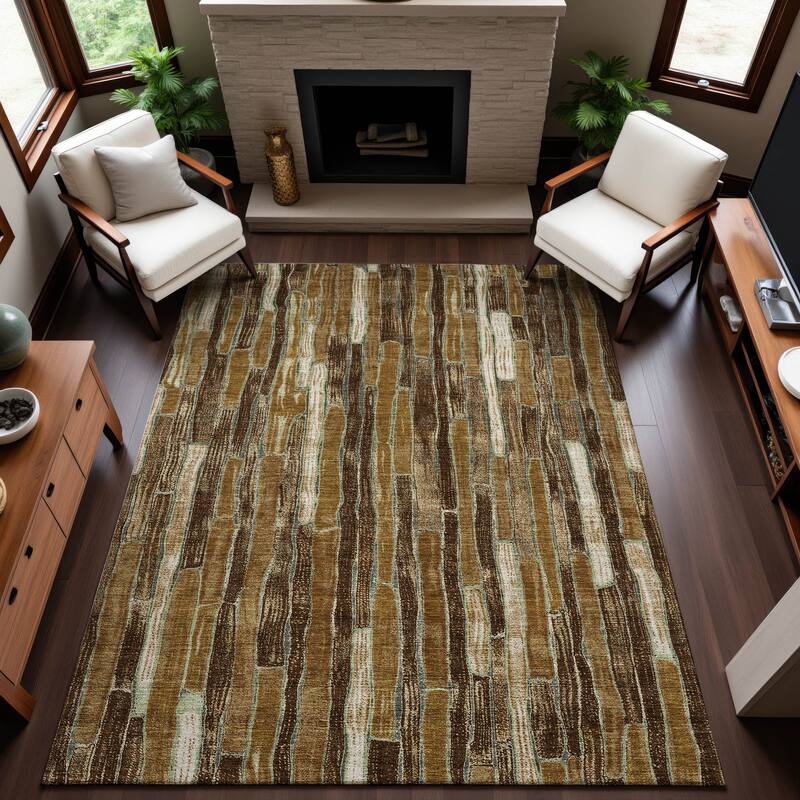 Premium Washable Super Soft Modern Stripes Mayfield Rug - Mocha - 3' x 5'