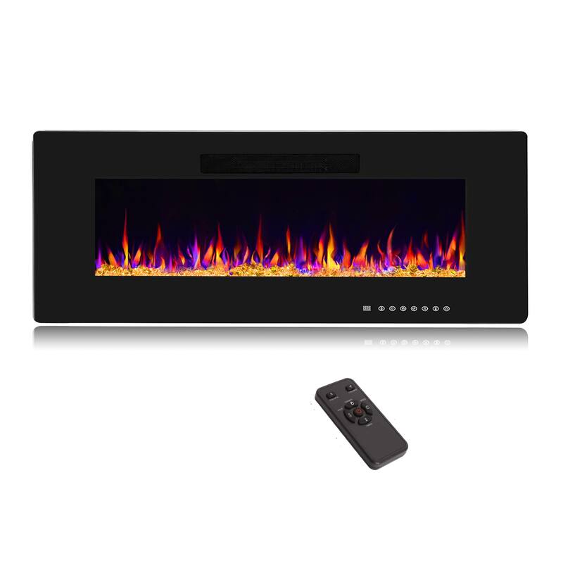 Electric Fireplace Insert, 750/1500W Electric Heater, Adjustable Flame Color, Remote Control, Timer
