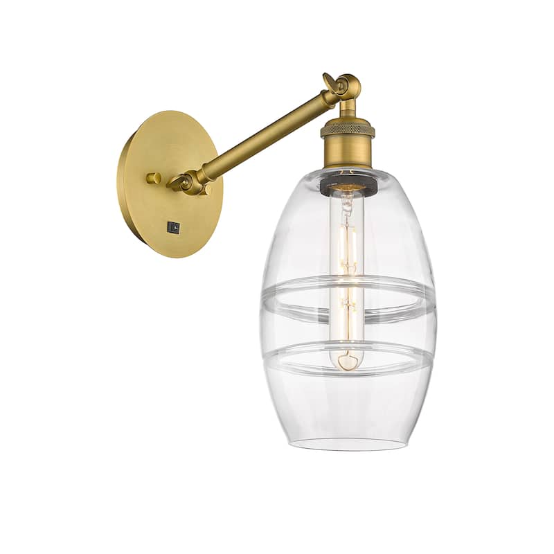 Innovations Lighting Ballston - Vaz - 1 Light 6" Sconce - Arm Adjusts Up and Down - Brushed Brass/Clear Shade