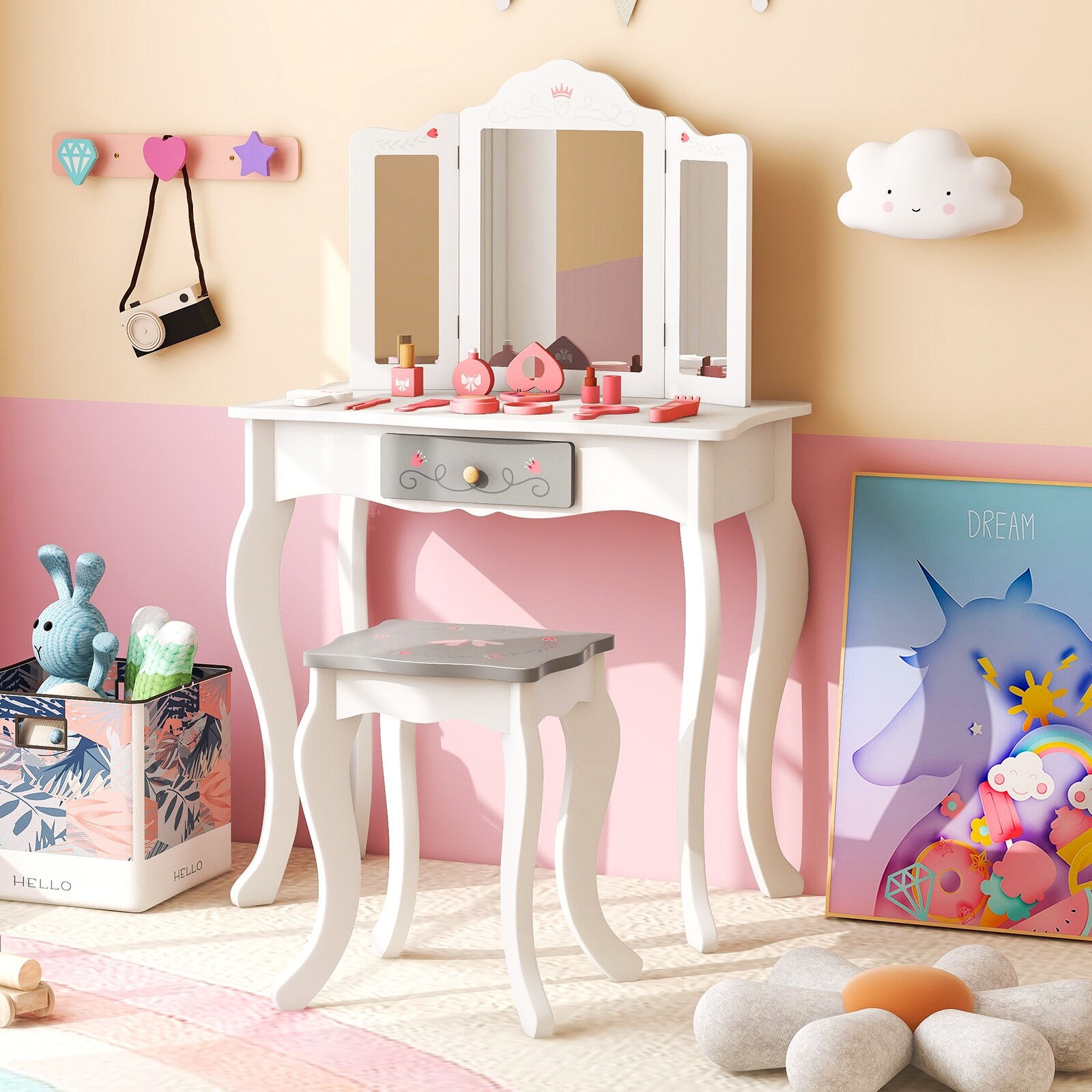 プランと料金 Kids Vanity Set with Tri-folding Mirror - 23.5 クレンジング/メイク落とし