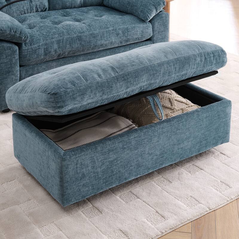 Double Recliner Chair with Adjustable Backrest, Storage Ottoman, USB Port & Phone Stand