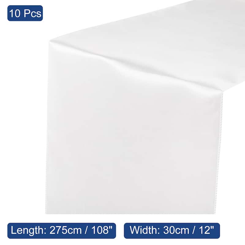 10 Pack Satin Table Runner, 12"x108" Smooth Silk Table Runner - Grey