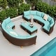preview thumbnail 24 of 42, 12-Seat Outdoor Wicker Half-Round Furniture Set, Half-Moon Sectional Sofa All Weather Curved Conversation Set 12-Seat - TypeT