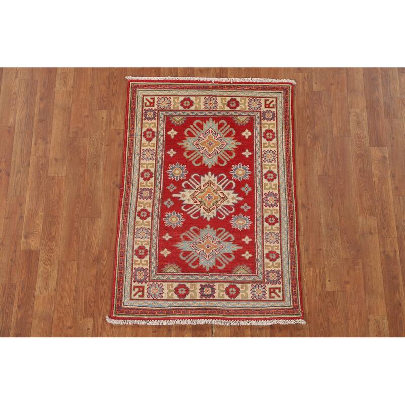 Red Kazak Accent Rug Hand-Knotted Wool Carpet - 2'8" x 3'10"