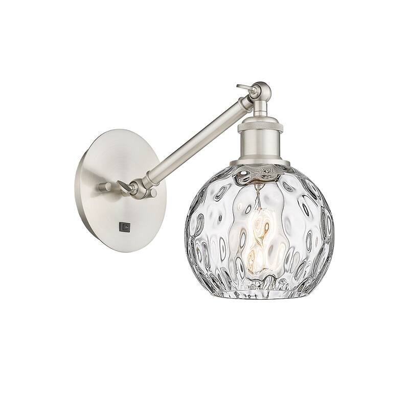 Innovations Lighting Ballston Athens Water Glass 6" - 1 Light 6" Sconce - Arm Adjusts Up and Down - Clear Water Glass/Brushed Satin Nickel