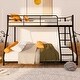 preview thumbnail 2 of 6, Black Metal Twin over Full Bunk Bed with Diamond-Shaped Rungs
