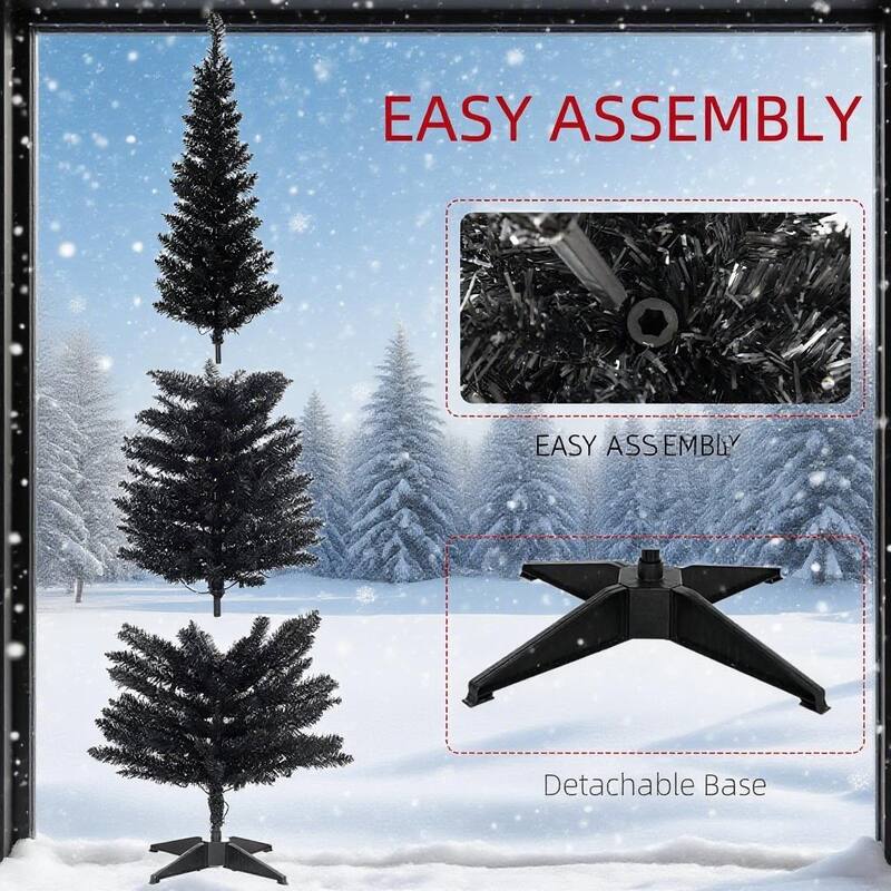 Black 6FT Pencil Christmas Tree