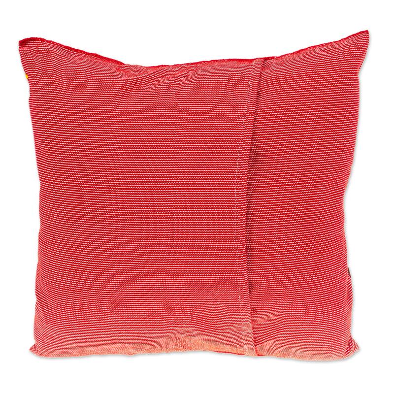 Novica Handmade Jungle Wings Embroidered Cotton Cushion Cover