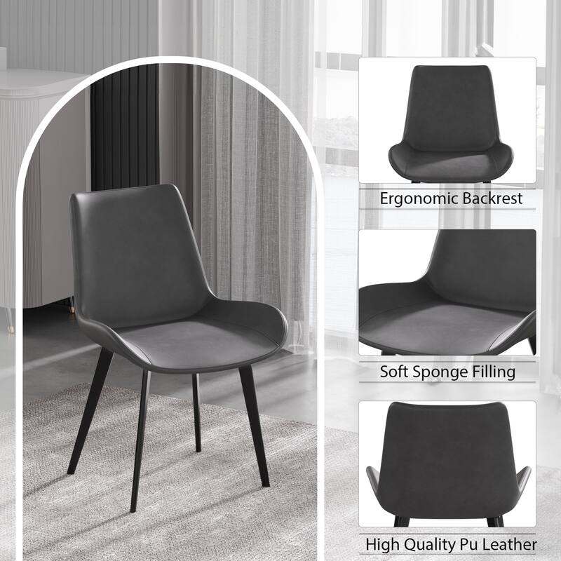 Ergonomic Chair Reception Chair with Metal Legs, Set of 4 Dining Chair Leather Side Chair Coffee Chair