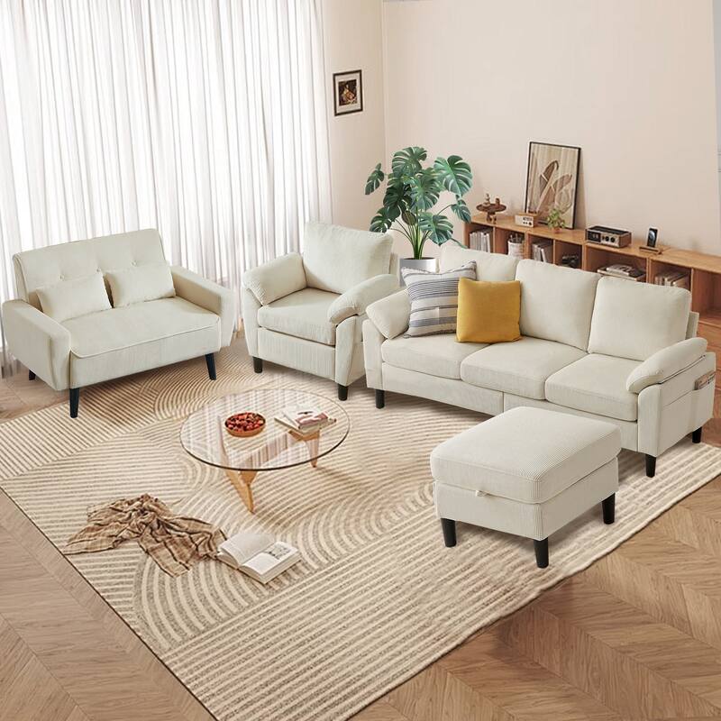 4-Piece Living Room Sectional Sofa Set with Loveseat and Chair