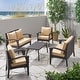 preview thumbnail 16 of 14, Honolulu Outdoor 5-piece Wicker Chat Set with Cushions by Christopher Knight Home Brown+Tan