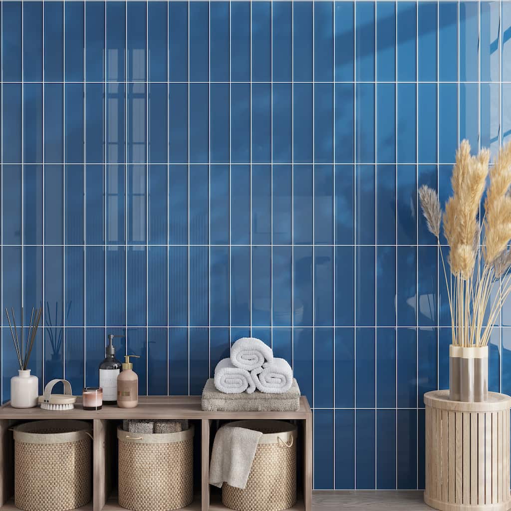 Apollo tile 3" x 12" Colorway Glossy Cerulean Blue Glass Tile (5 sq ft/case) - 20 Pack