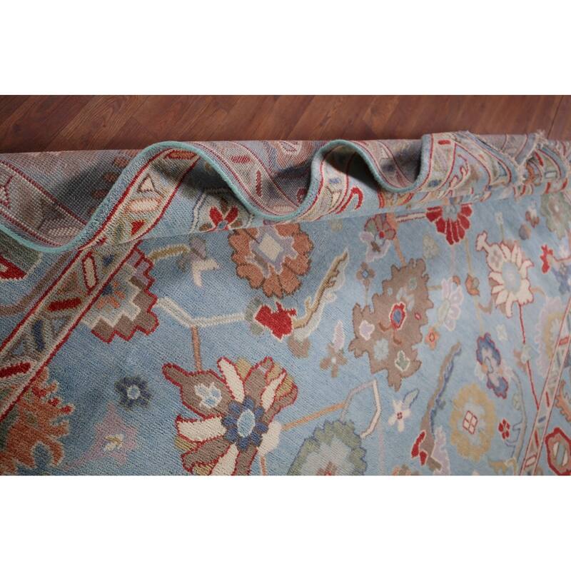 Blue Light Oushak Oriental Area Rug Handmade Wool Carpet - 8'0"x 10'0"
