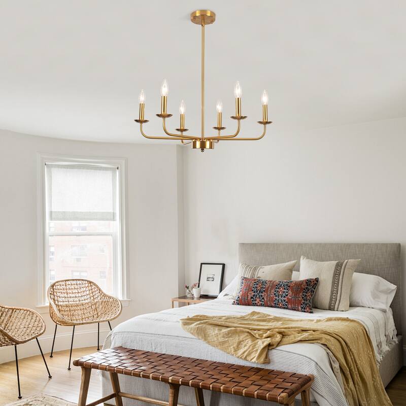 24.01 in. Modern Farmhouse Chandelier , 6-Light French Country Chandelier for Dining Room Living Room Bedroom Kitchen