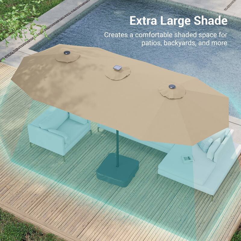 BONOSUKI 15x9ft LED Double-Sided Patio Umbrella Aluminum Large Canopy