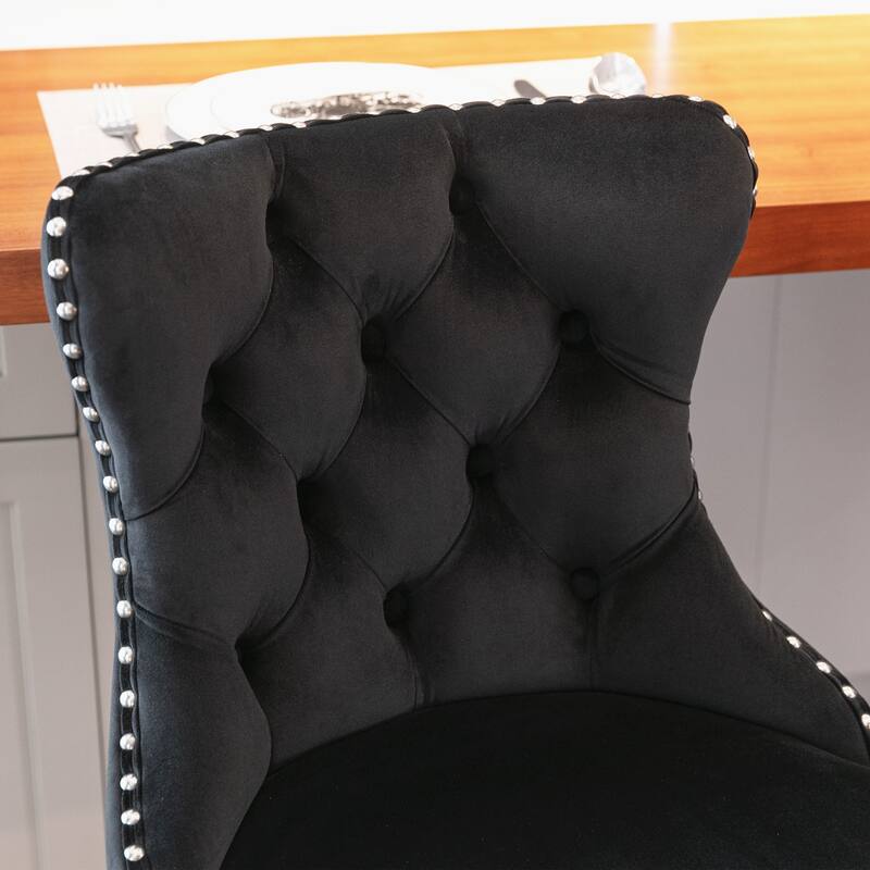 Counter Height Bar Stools Set of 2, Upholstered Bar Stools with Adjusatble Height, Dining Chairs with Back and Footstool