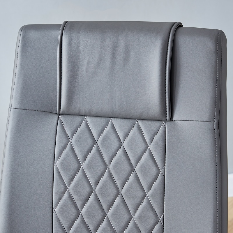Leather Dining Chair Set of 6 Office Chair with C-Shaped Metal Legs