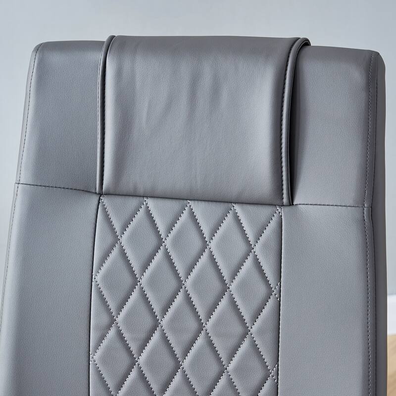 Leather Dining Table Chair Dining Chair Side Chair, Grey, Set of 4