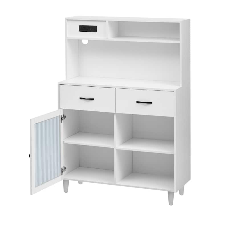 Roomfitters Versatile Storage Sideboard Cabinet, Dining Room & Kitchen Organizer, Cream White
