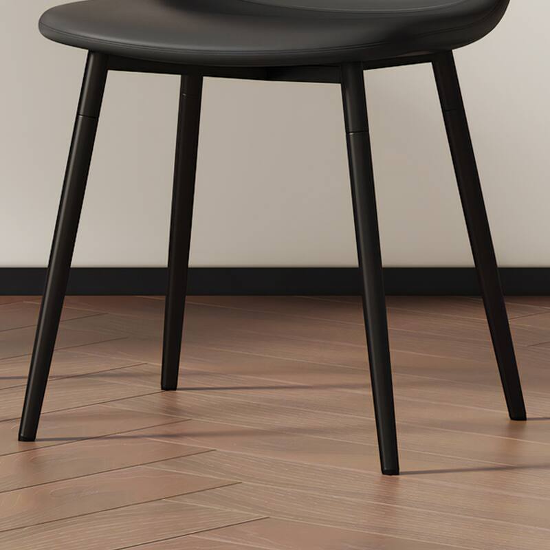 Roomfitters 5pcs Black Marble MDF Dining Table Set with Spoon Shaped PU Side Chairs, Mid-Century Style