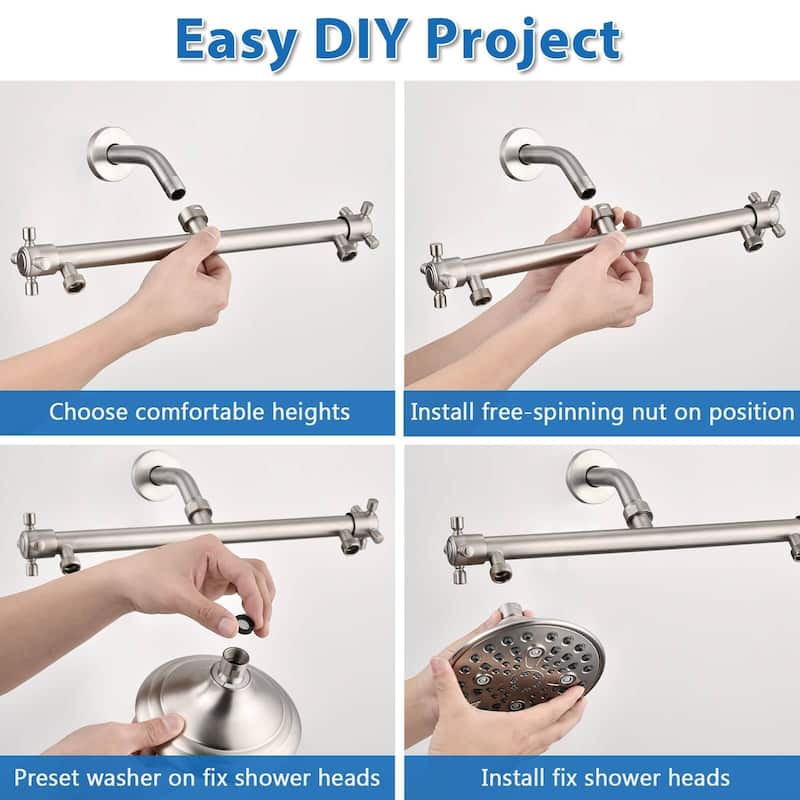Double Shower Head with Built-in Valve, 6 Setting Dual Shower Head Design for Couple