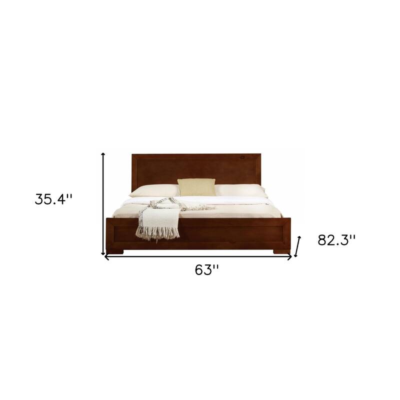 Wood Queen Bed Frame with Headboard and Solid Panel Design