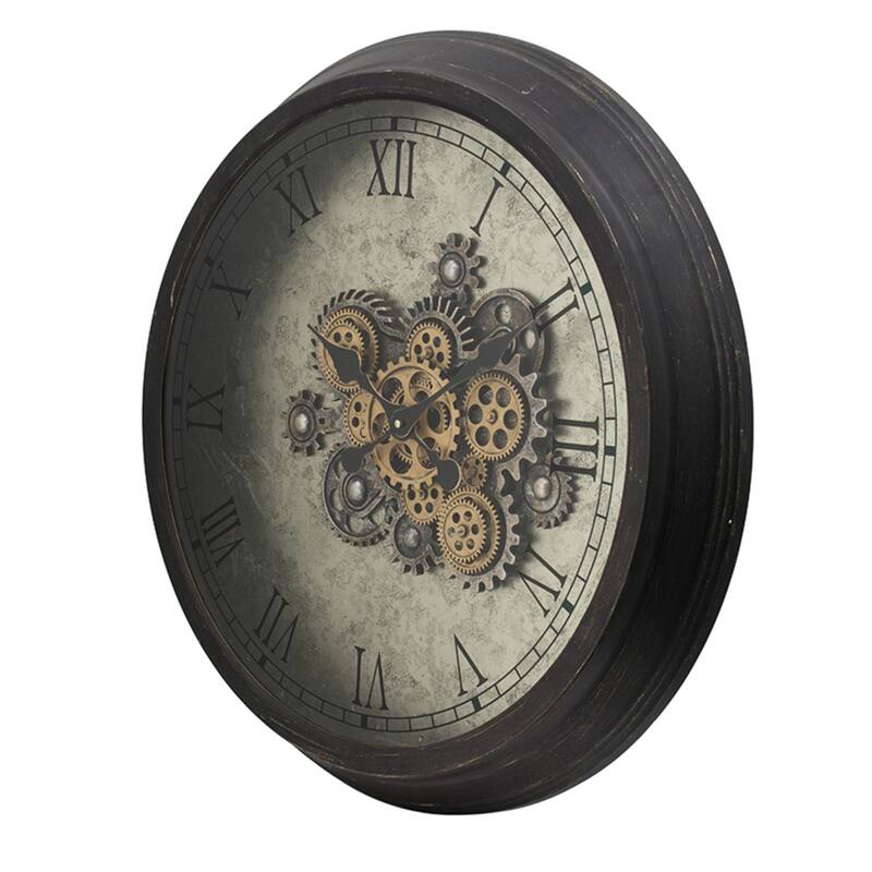 Round Exposed Gears Wall Clock - 27.75" - Gray and Black
