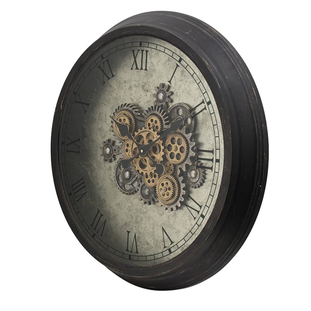 Round Exposed Gears Wall Clock - 27.75" - Gray and Black