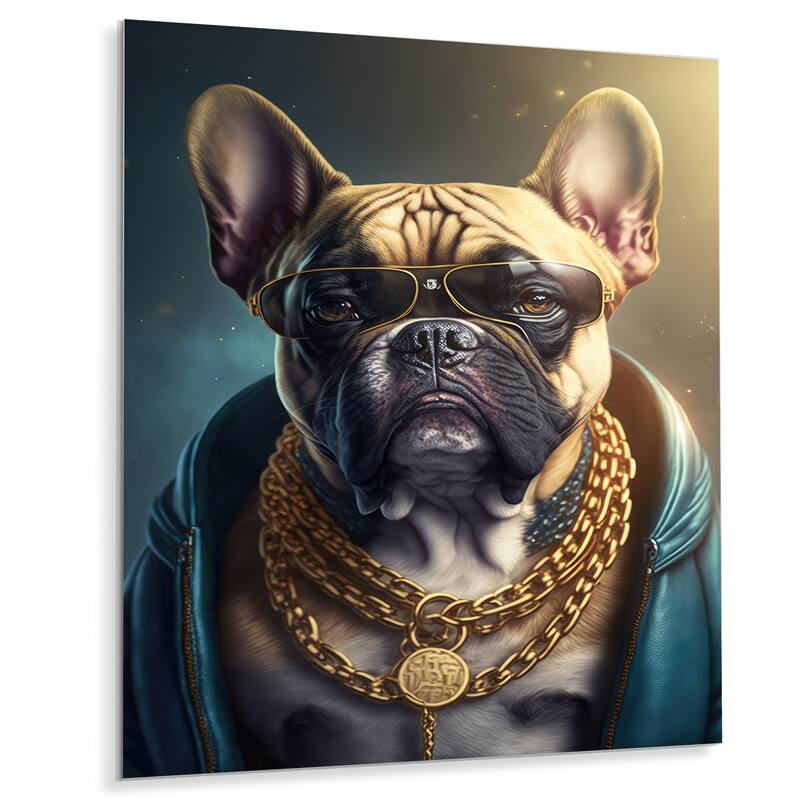 Designart 'Frenchie Gangster In NYC IV' Animals Dog French Bulldog