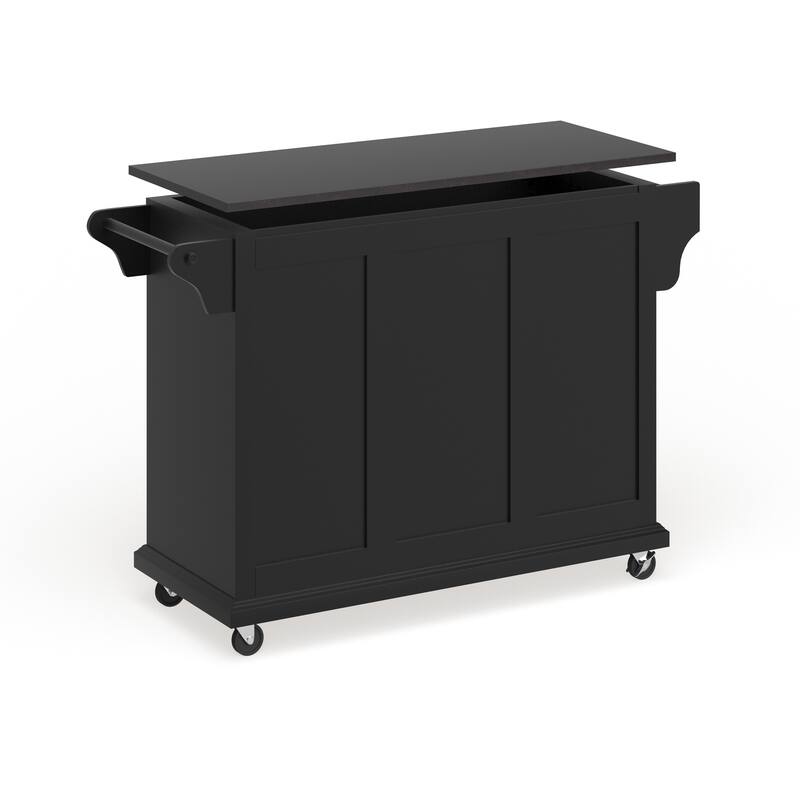 Crosley Black Wood Kitchen Cart/ Island with Solid Black Granite Top - 18"d x 51.5"w x 36"h