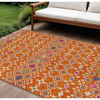 HomeRoots Geometric Modern Rectangle Outdoor Rug