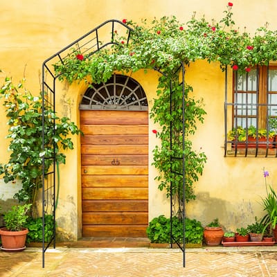 Metal Garden Arch L56.3'' x W16.93'' x H94.5'' Climbing Plants Support Rose Arch Outdoor Black