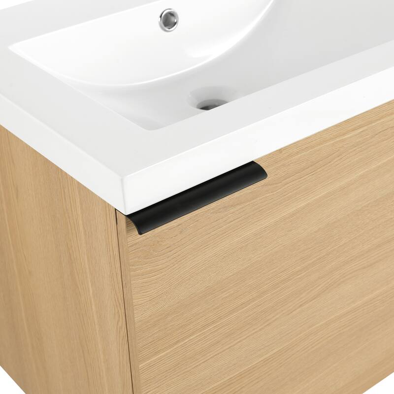 24" Bathroom Vanity Sink Combo with Generous Storage, Modern Oak Cabinet, Soft-Close Doors, and Easy Assembly