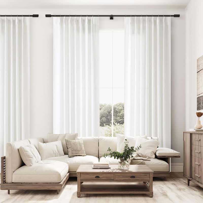 2 Panel Cream Privacy Semi Sheer Window Curtain