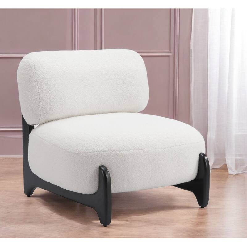 HomeRoots 30" White And Black Sherpa And Upholstered Side Chair - 30' X '27.6' X '31 - 30' X '27.6' X '31