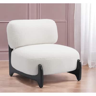 HomeRoots 30" White And Black Sherpa And Upholstered Side Chair - 30' X '27.6' X '31