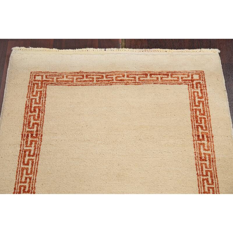 Bordered Neutral Gabbeh Kashkoli Oriental Runner Rug Wool Hand-knotted - 2'5" x 9'10"