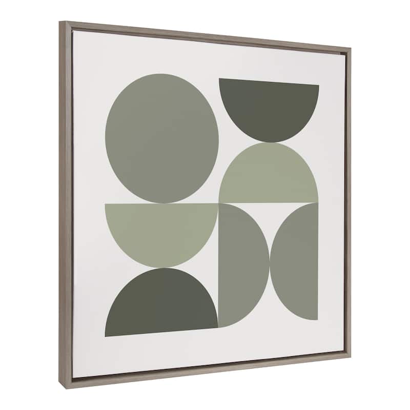 Kate and Laurel Sylvie Greens Framed Canvas by Creative Bunch Studio - 30x30 - Plastic - Grey