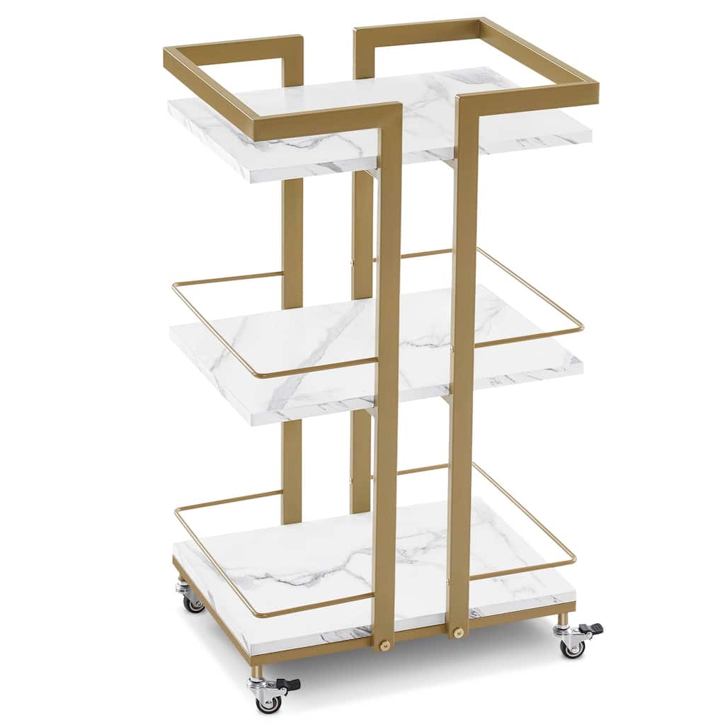 Modern Metal Storage 3-Tier Rolling Kitchen Utility Cart - 16.9" ( L ) x 13.0" ( W ) x 29.5" ( H )